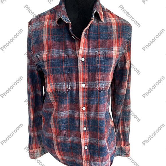 Zip Code 1992 Small Red & Blue Plaid Button Down Long Sleeve Shirt - Picture 1 of 6
